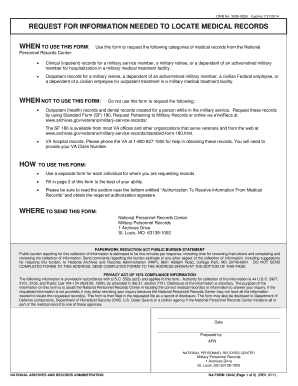 Request for Information Needed to Locate Medical Records