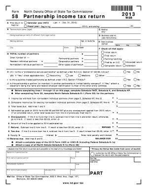North Dakota Partnership Income Tax Return 2013