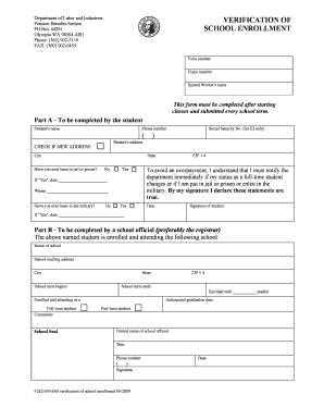 Verification of School Enrollment Form