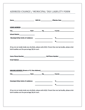 Address Change Municipal Tax Liability Form