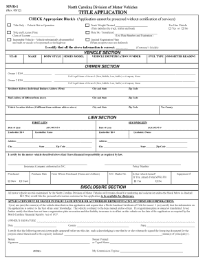 North Carolina Vehicle Title Application