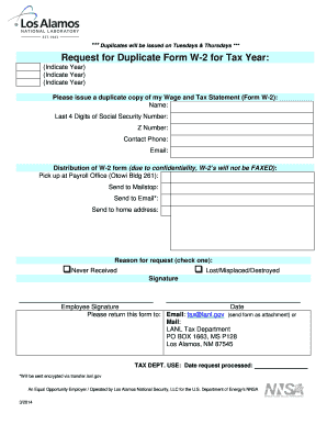 Request for Duplicate Form W-2