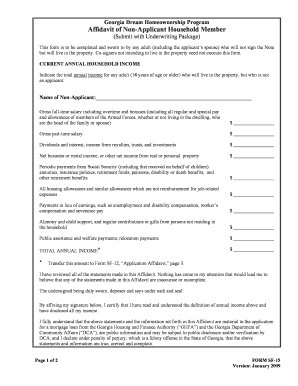 Georgia Dream Homeownership Program Affidavit