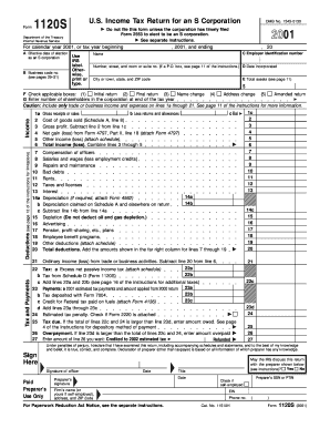 US Federal S Corporation Tax Return Form 1120S