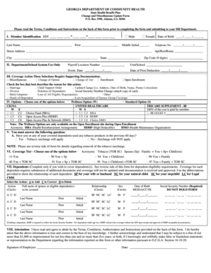 Georgia State Health Benefit Plan Change Form