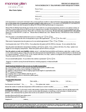 Non-Emergency Transportation Request Form