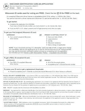 Wisconsin Identification Card Application