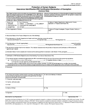 Protection of Human Subjects Assurance Form