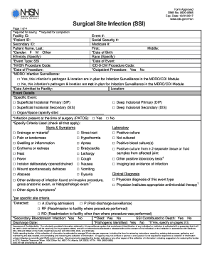 CDC Surgical Site Infection Form