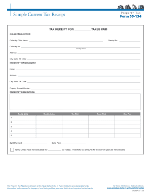 Texas Property Tax Receipt Form 50-134