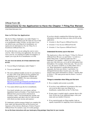 Chapter 7 Filing Fee Waiver Application