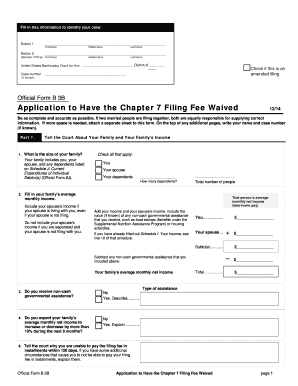 Chapter 7 Filing Fee Waiver Application