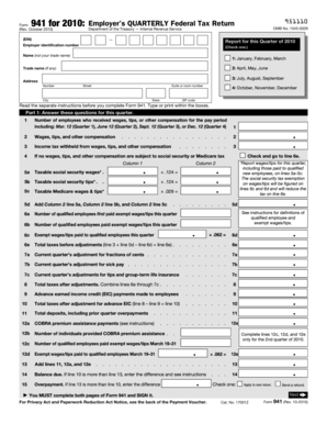 Form 941 2010 Employer’s Quarterly Federal Tax Return