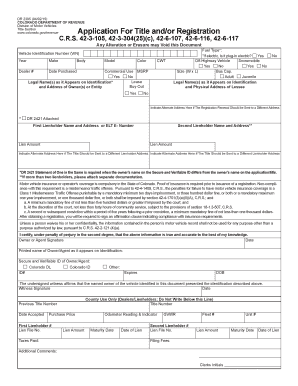 Colorado Vehicle Title and Registration Application