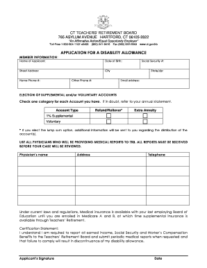 Connecticut Disability Allowance Application