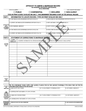 Affidavit to Amend a Marriage Record