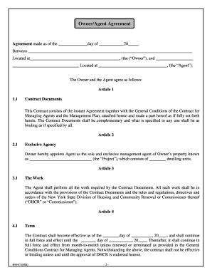 Owner Agent Agreement