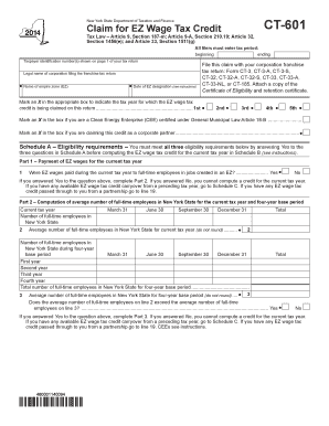 New York EZ Wage Tax Credit Claim Form CT-601
