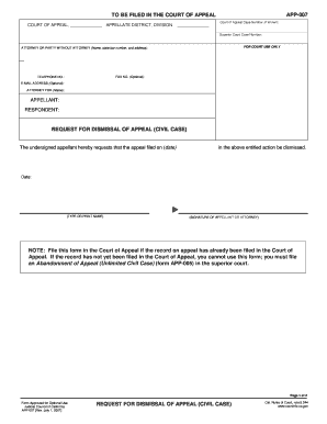 Request for Dismissal of Appeal Civil Case