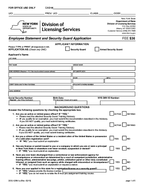 New York Security Guard Application