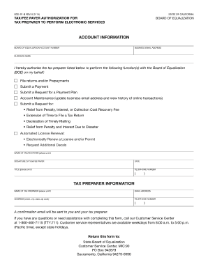 California Tax Payer Authorization Form