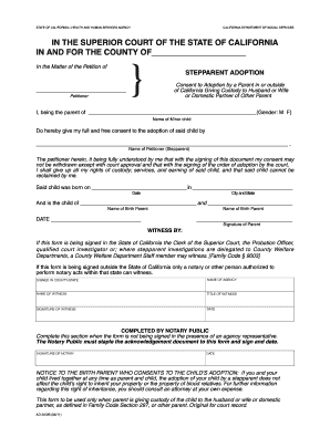 California Stepparent Adoption Consent Form