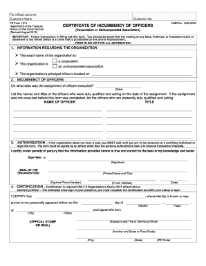 Certificate of Incumbency of Officers