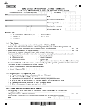 Montana Corporation License Tax Return