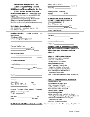 NYS DCJS Fingerprinting Request Form