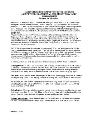 Michigan Adult HIV/AIDS Confidential Case Report Form