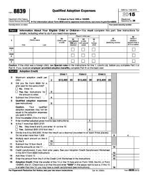 IRS Form 8839 Adoption Credit