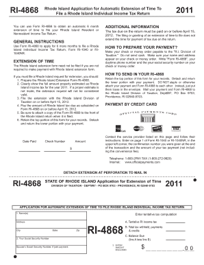Rhode Island Tax Extension Form