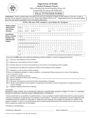 Rhode Island Medical Marijuana Practitioner Form