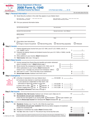 Illinois Individual Income Tax Return Form IL-1040