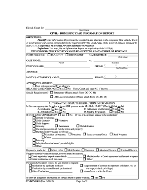 Maryland Civil Domestic Case Information Report
