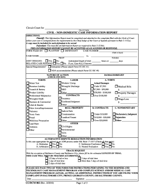 Maryland Civil Non-Domestic Case Information Report