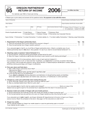 Oregon Partnership Return of Income 2006