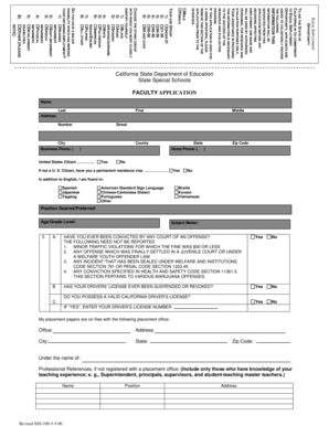 California State Department of Education Faculty Application