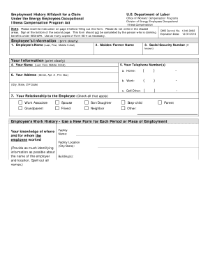 Employment History Affidavit Form EE-4