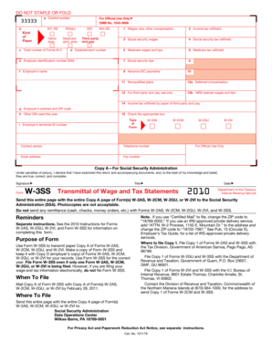 Form W-3SS Transmittal of Wage and Tax Statements
