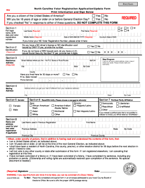 North Carolina Voter Registration Application