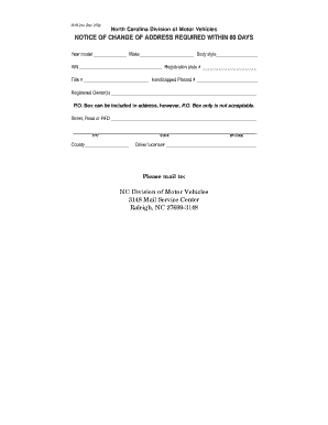 North Carolina Change of Address Notice