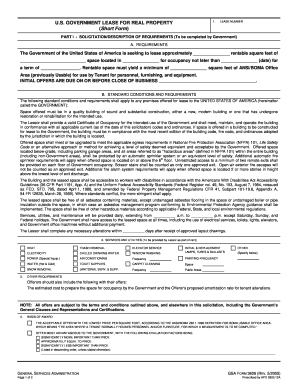 US Government Real Property Lease Form