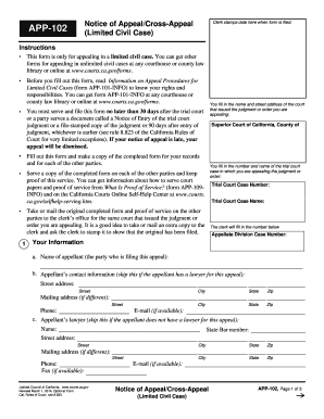 California Notice of Appeal/Cross-Appeal (Limited Civil Case)
