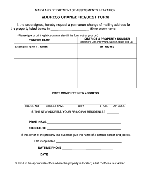Maryland Address Change Request Form