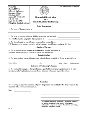 Texas Limited Liability Partnership Renewal Form