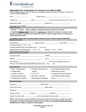 Mississippi Prior Authorization Fax Request Form