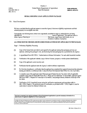 USDA Rural Housing Loan Application