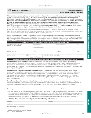 Kaiser Permanente Senior Advantage Disenrollment Form