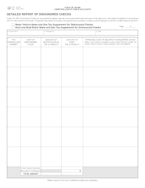 Texas Dishonored Check Report